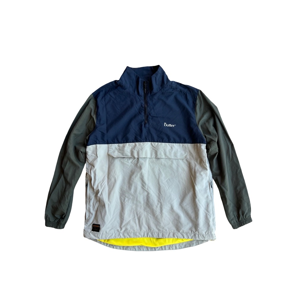 Butter Goods $110 Anorak Logo Windbreaker Track Jacket 1/4 Zip Mens L Colorblock
